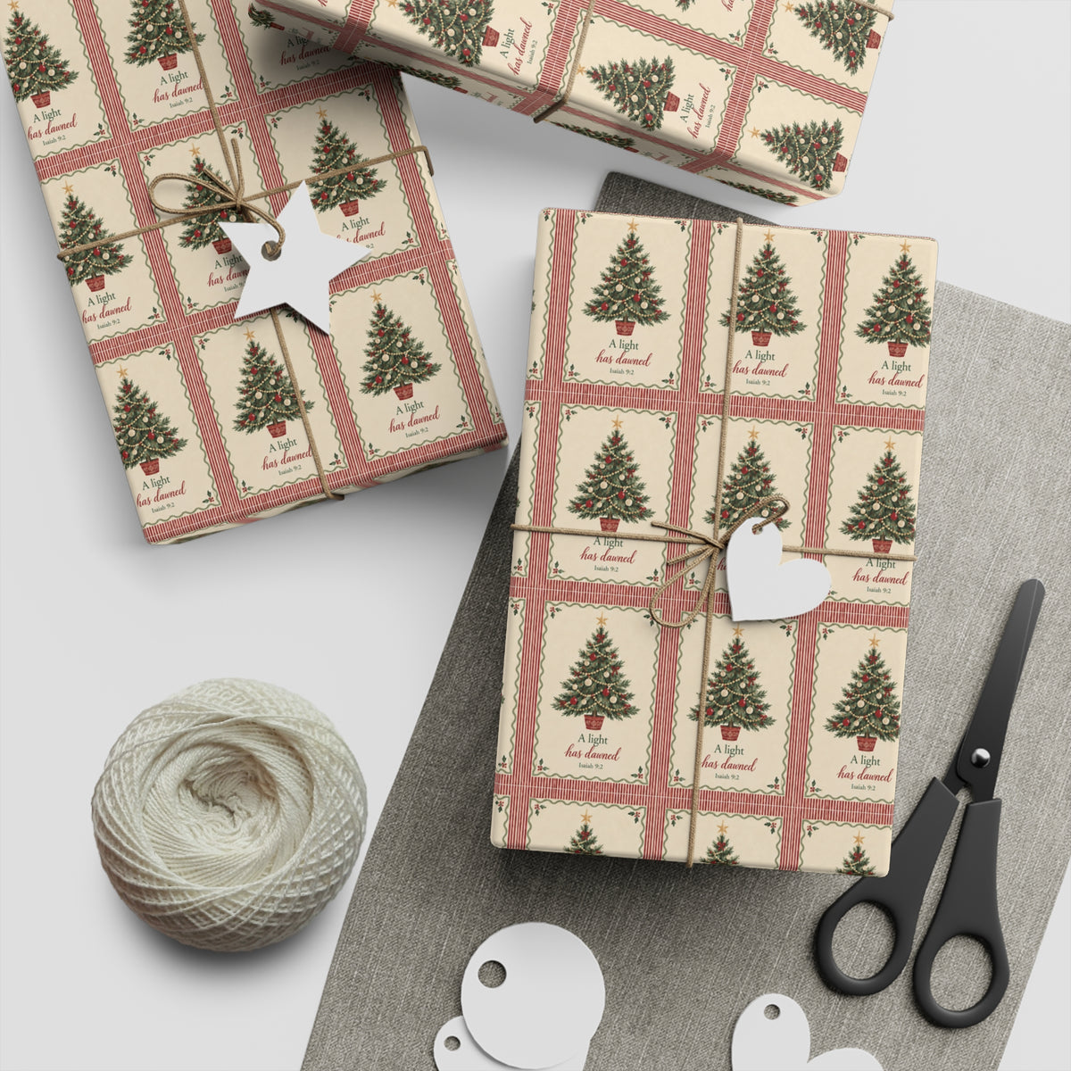 Vintage Christmas Tree Gift Wrap — Single Sheet
