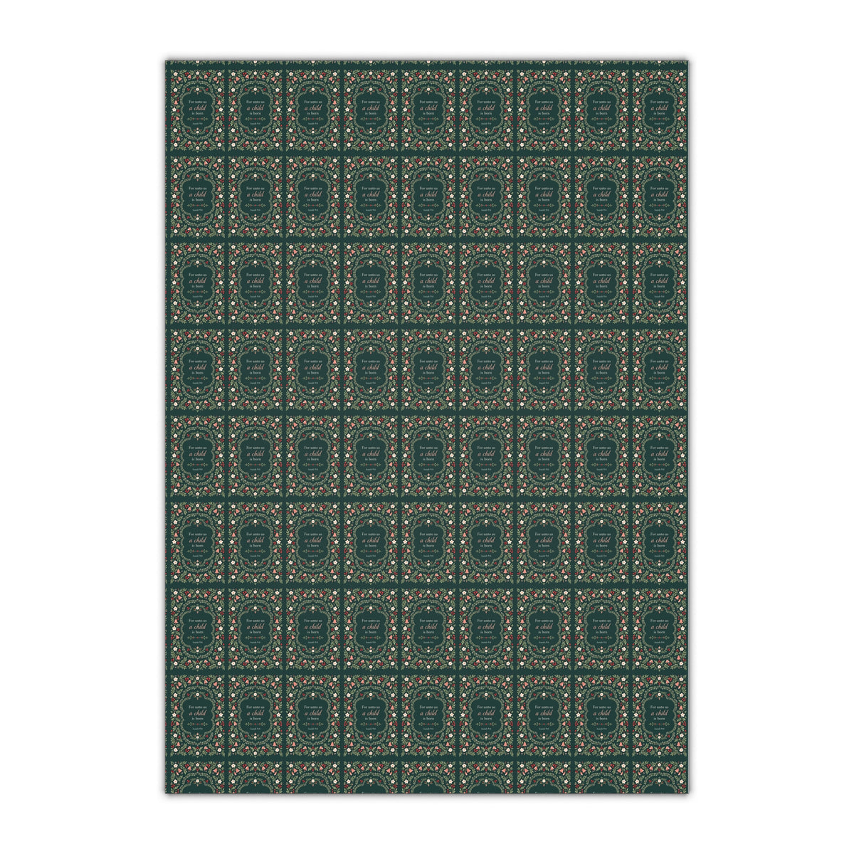 Evergreen Floral Christmas Gift Wrap — Single Sheet