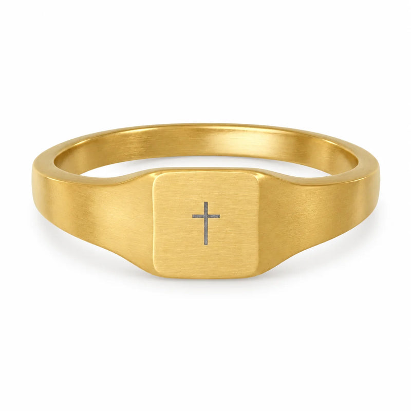 Cross Signet Ring — Gold