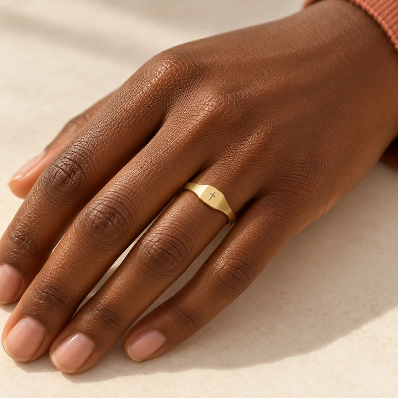 Cross Signet Ring — Gold