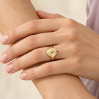 Two Leaves Heart Ring — Gold