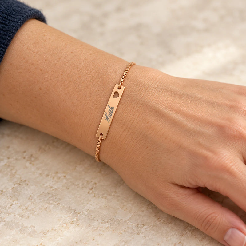 Faith Heart Bar Bracelet
