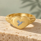 Hummingbird Heart Ring — Gold