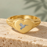 Hummingbird Heart Ring — Gold