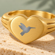 Hummingbird Heart Ring — Gold