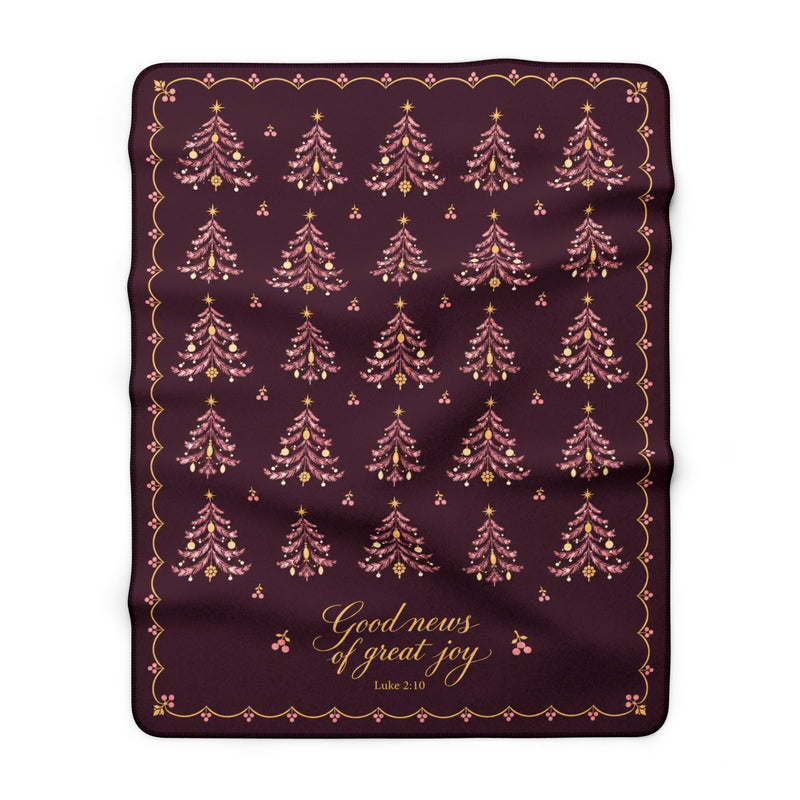 Good News Plum Christmas Tree Sherpa Blanket