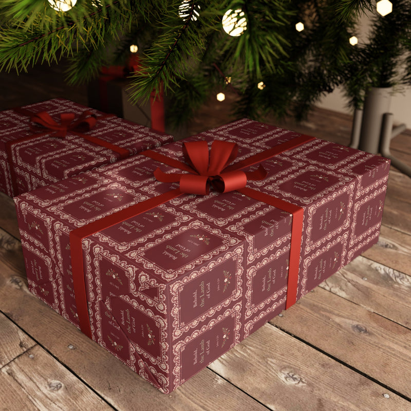 Burgundy Lace Christmas Gift Wrap — Single Sheet