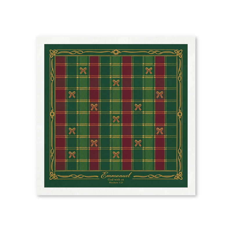 Emmanuel Tartan Christmas Paper Napkins — Set of 50