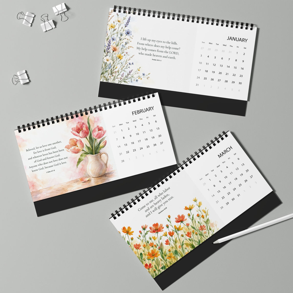 A Year in His Presence 2027 Watercolor Desk Calendar