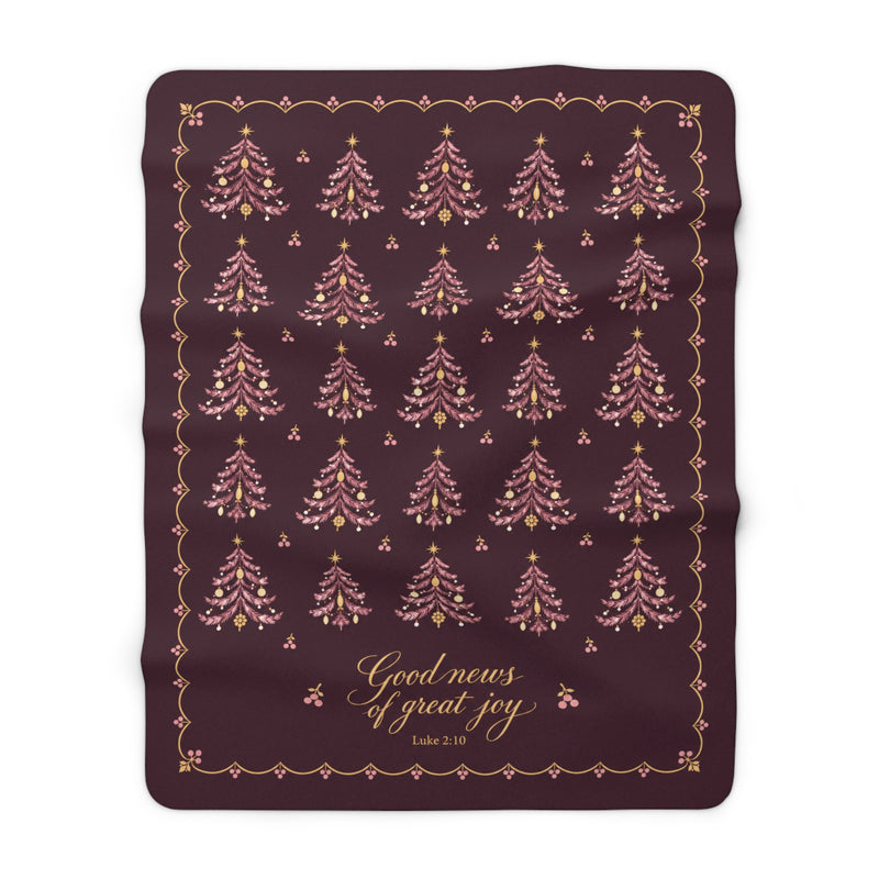 Good News Plum Christmas Tree Sherpa Blanket