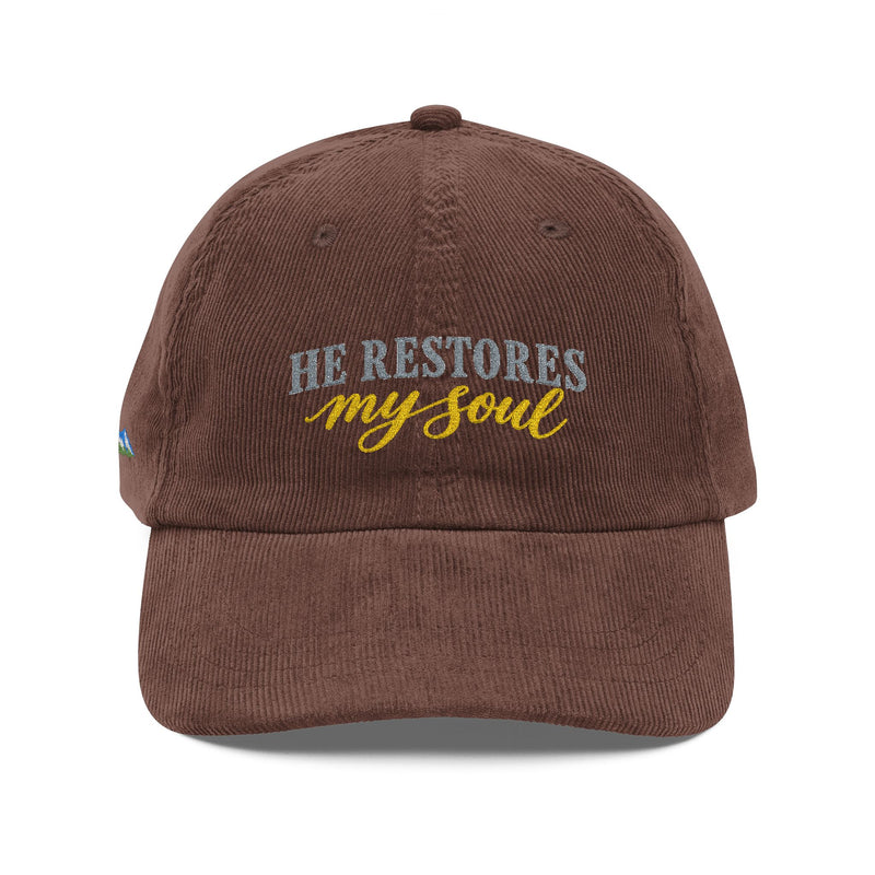 He Restores My Soul Embroidered Corduroy Cap