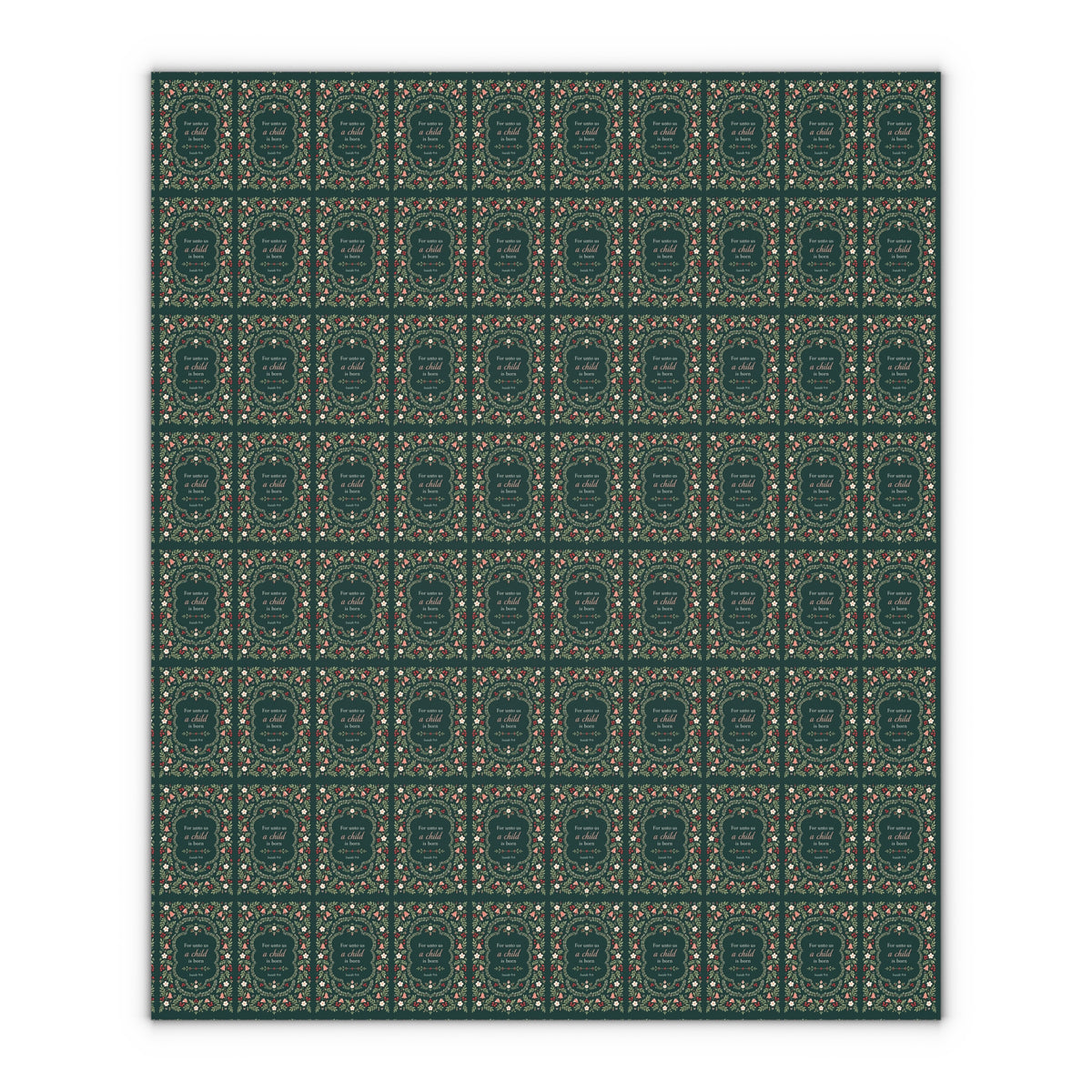 Evergreen Floral Christmas Gift Wrap — Single Sheet