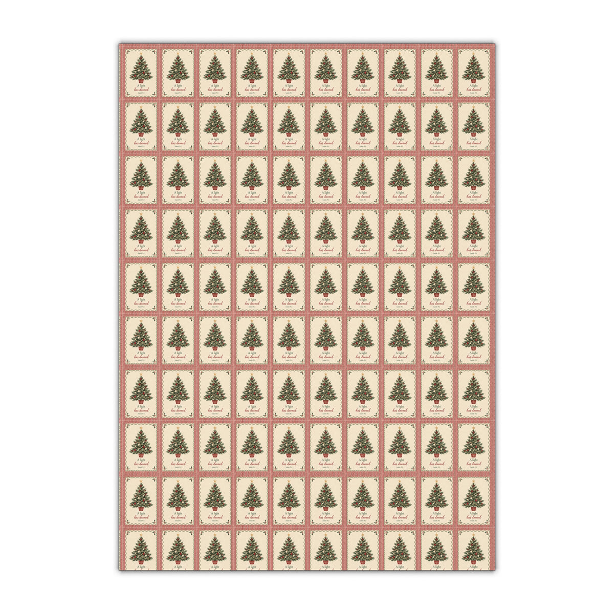 Vintage Christmas Tree Gift Wrap — Single Sheet