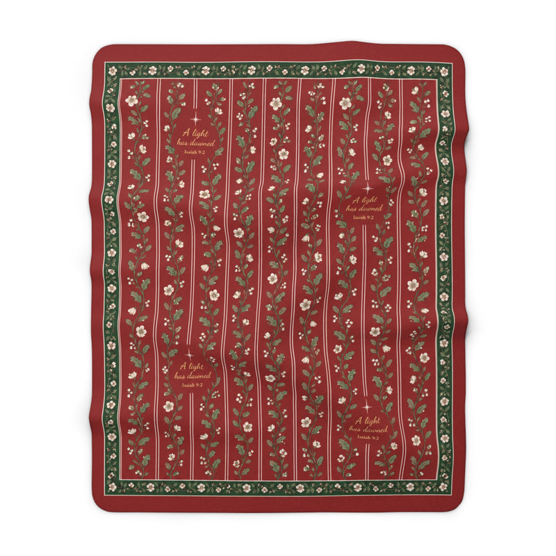 A Light Has Dawned Floral Sherpa Blanket