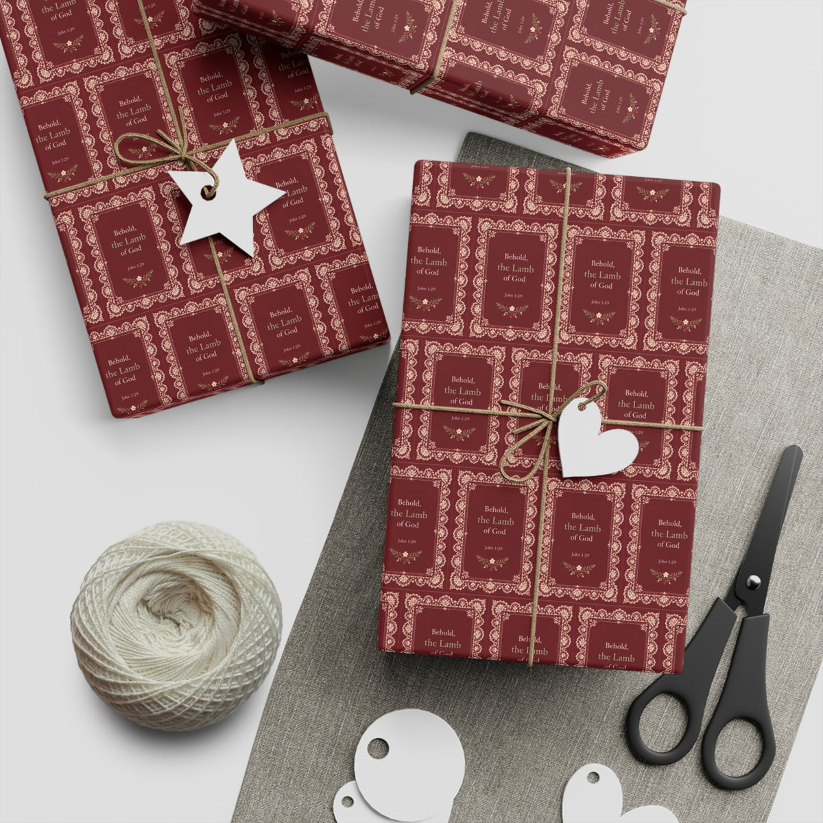 Burgundy Lace Christmas Gift Wrap — Single Sheet