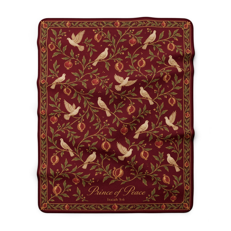 Prince of Peace Burgundy Sherpa Blanket