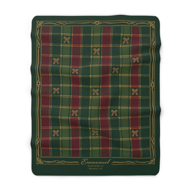 Emmanuel Tartan Christmas Sherpa Blanket