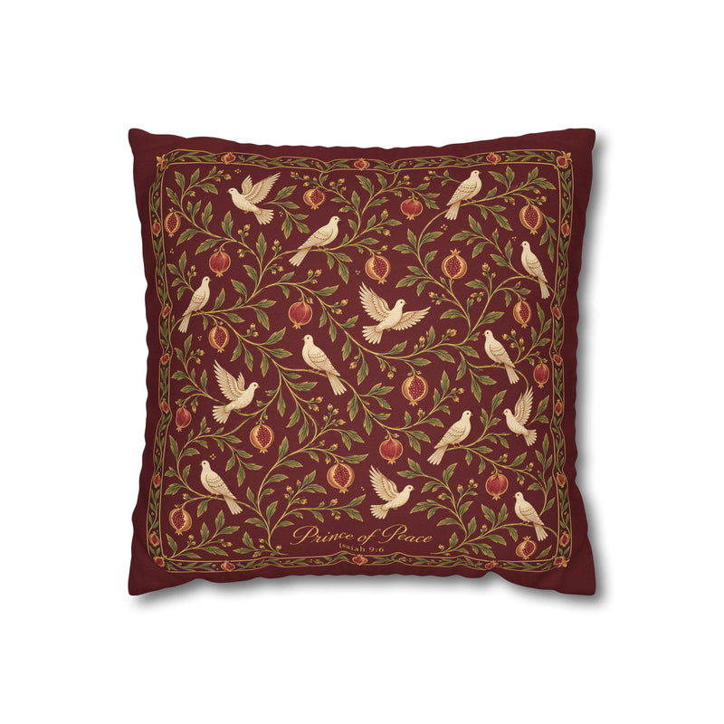 Prince of Peace Burgundy Pillow Cover