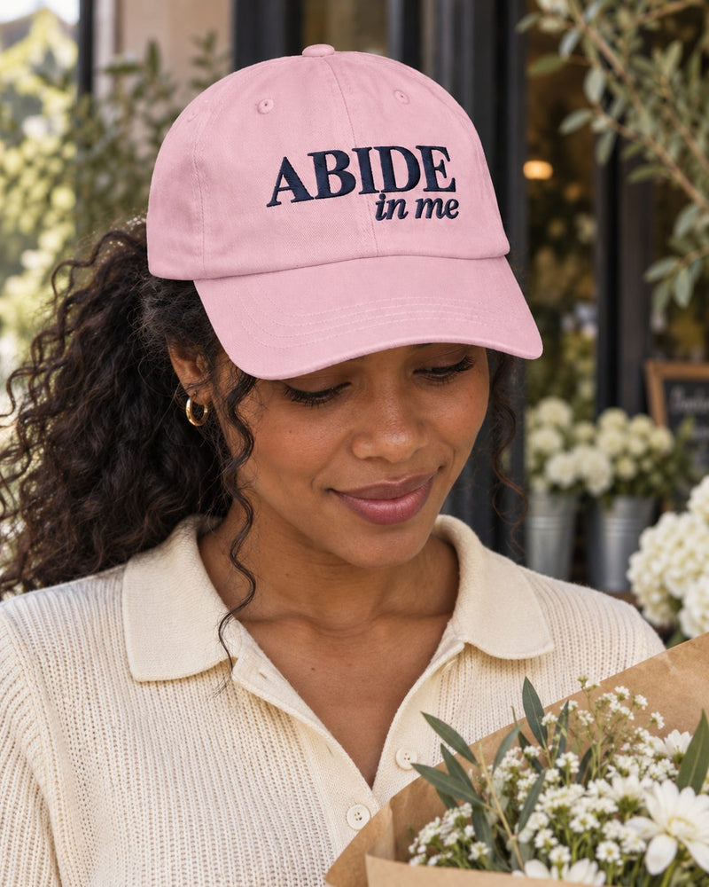 Abide in Me Embroidered Cotton Cap