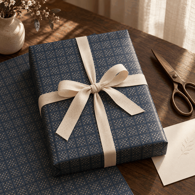 Midnight Blue Star Gift Wrap