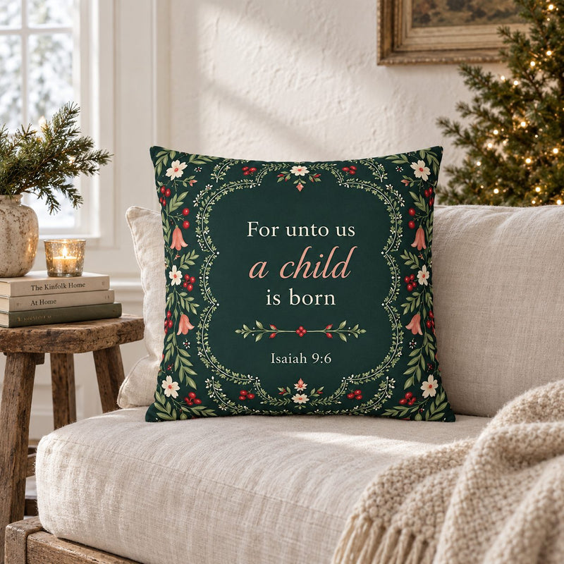 A Child Is Born Christmas Pillow Cover