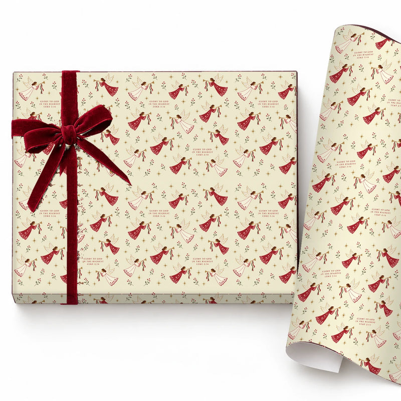 Ivory Christmas Angel Gift Wrap