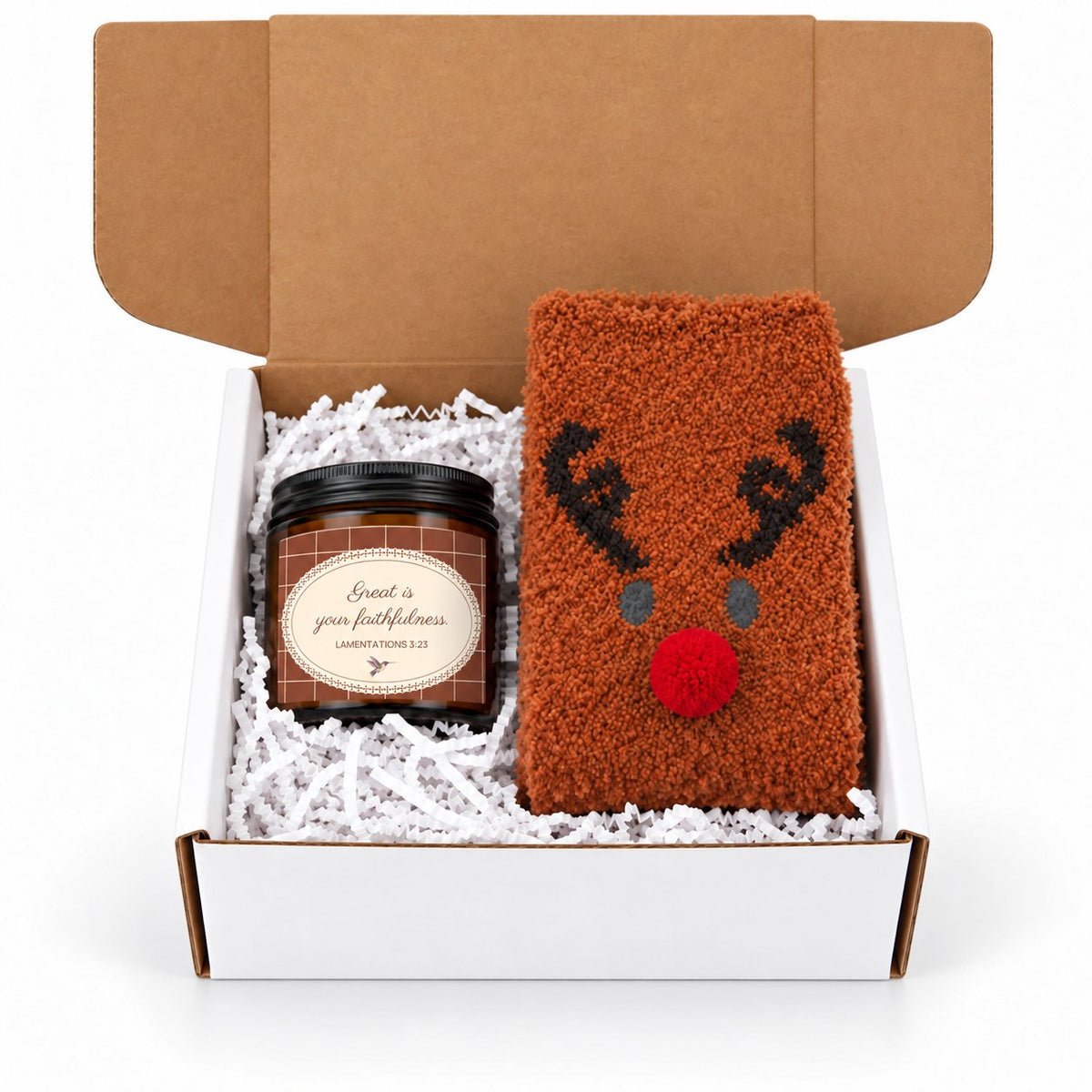 Faithfulness — Terracotta Candle & Reindeer Socks Gift Set