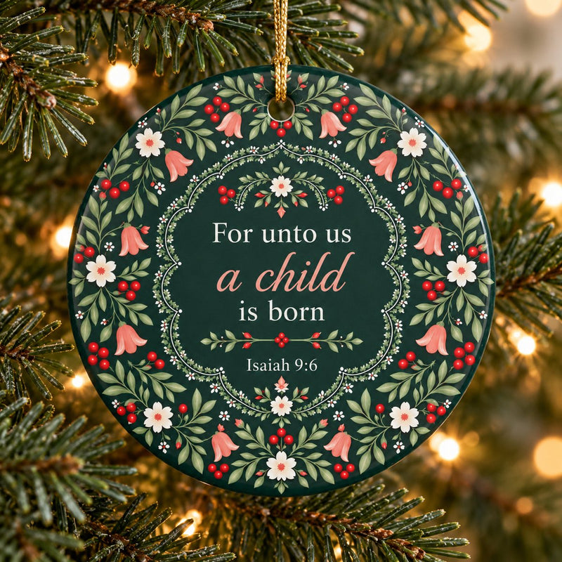 For Unto Us a Child Is Born Ceramic Ornament