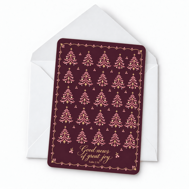 Good News Plum Christmas Tree Cards — Set of 10