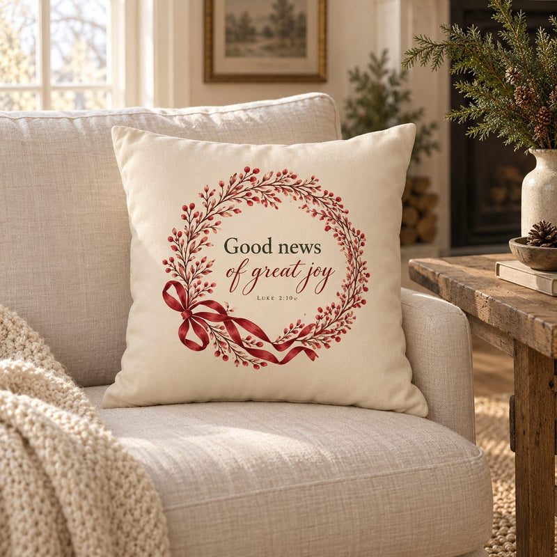 Good News of Great Joy Christmas Pillow Cover