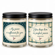 Grace & Peace teal candle duo with Scripture labels