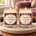Healed & Cared candle duo lit on a stone tray