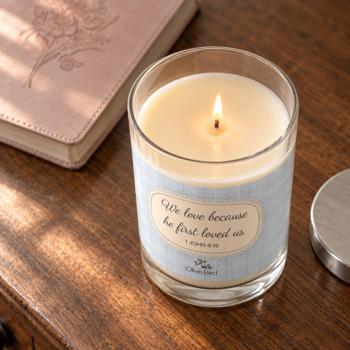 Loved First — Blue Checks Soy Candle