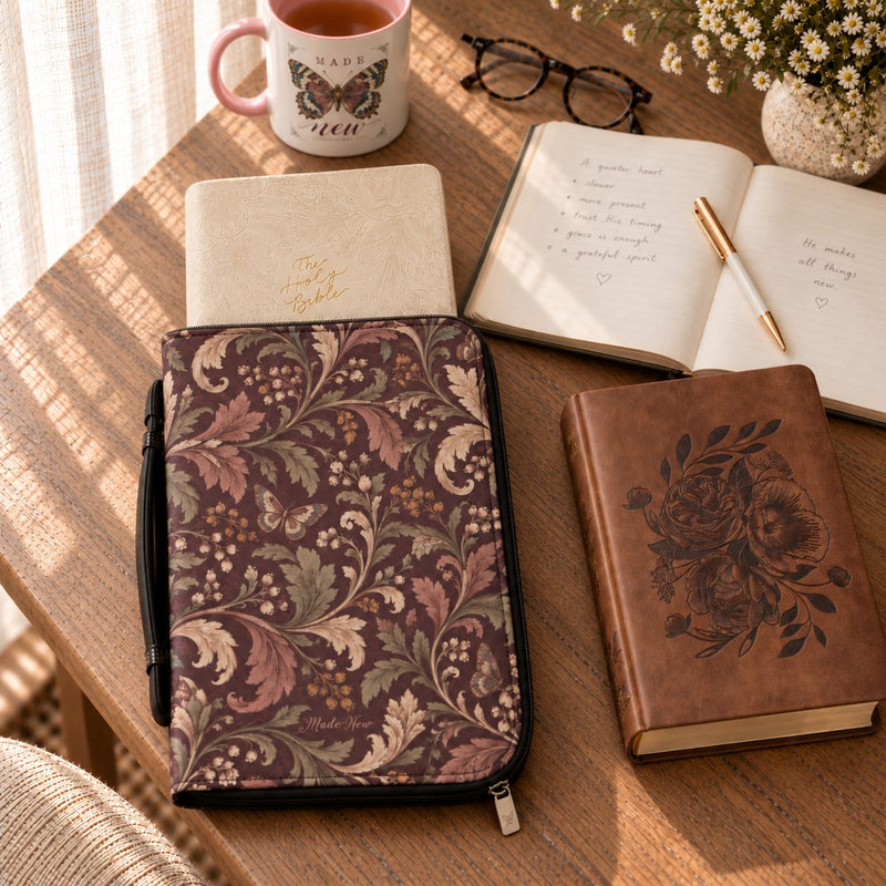 Made New Burgundy Botanical Bible Cover