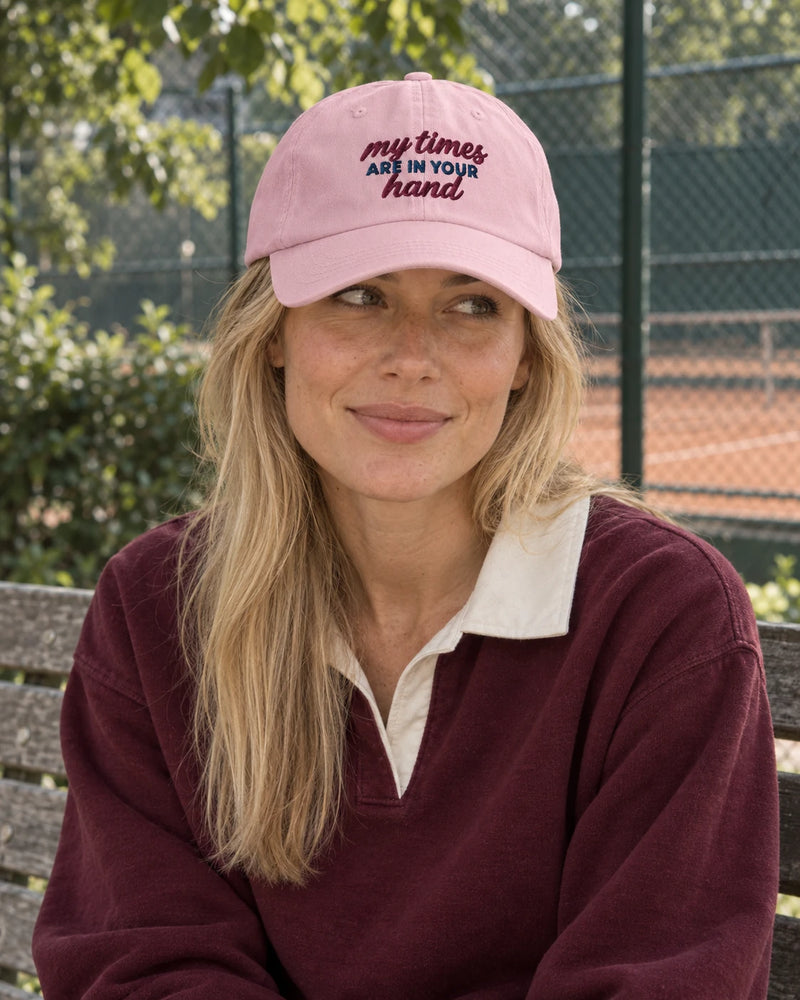 My Times Are in Your Hand Embroidered Cotton Cap