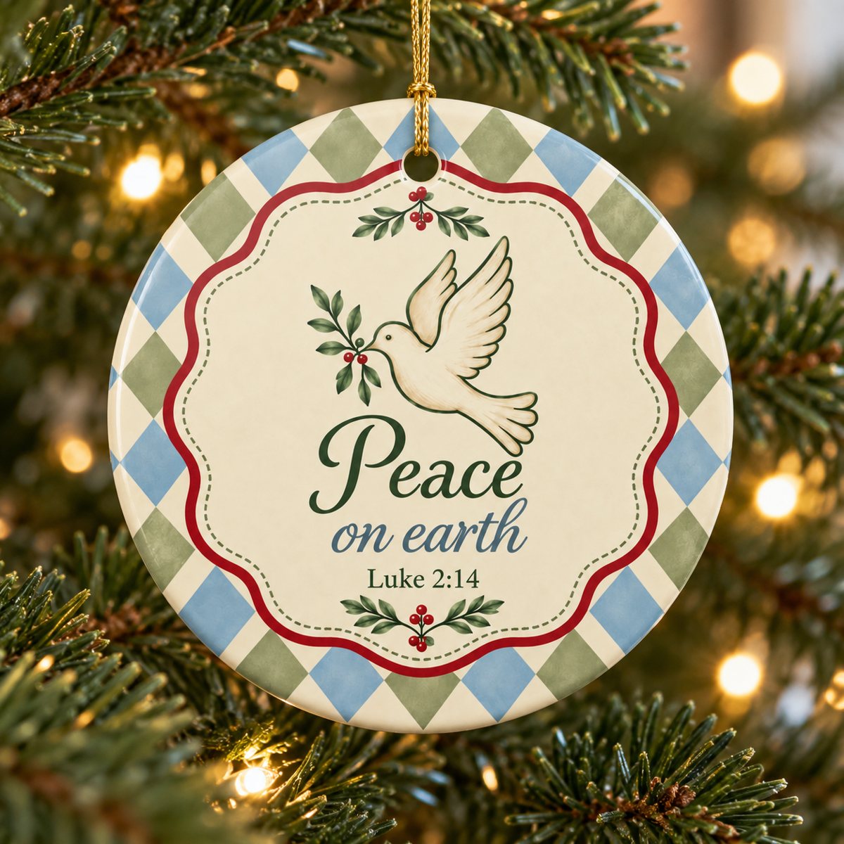 Peace on Earth Ceramic Ornament