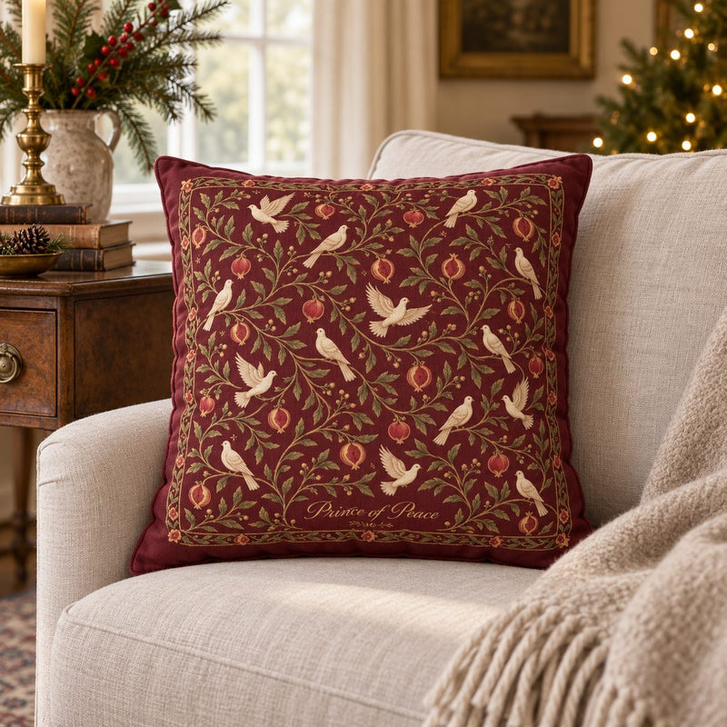 Prince of Peace Burgundy Pillow Cover