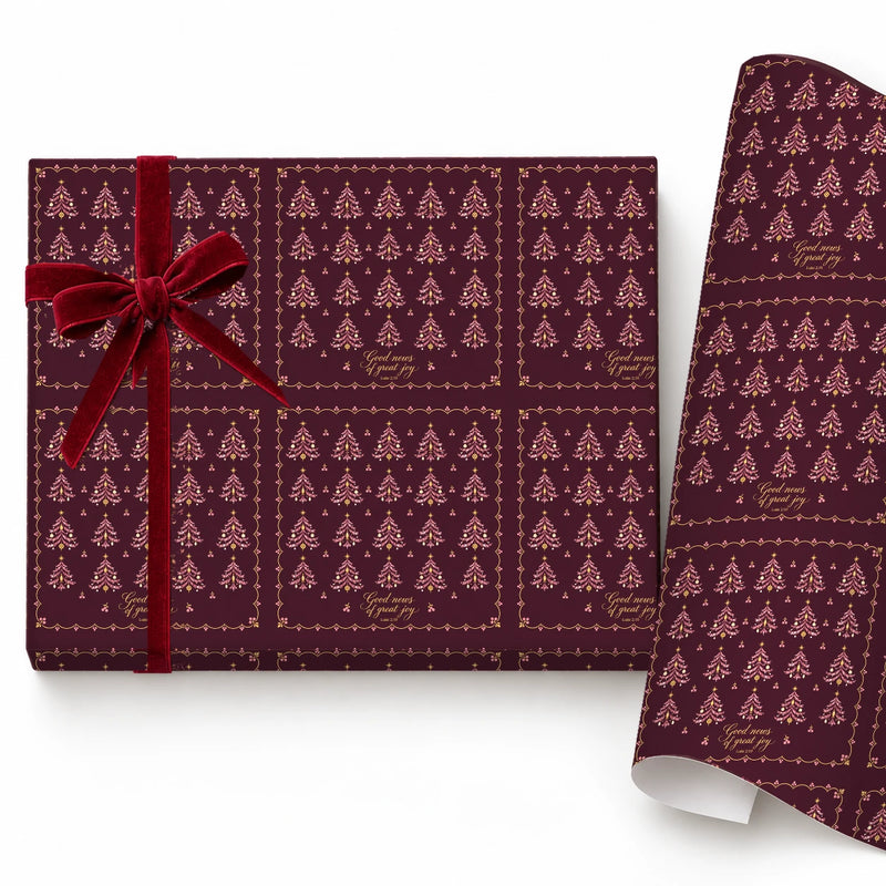 Plum Christmas Tree Tile Gift Wrap