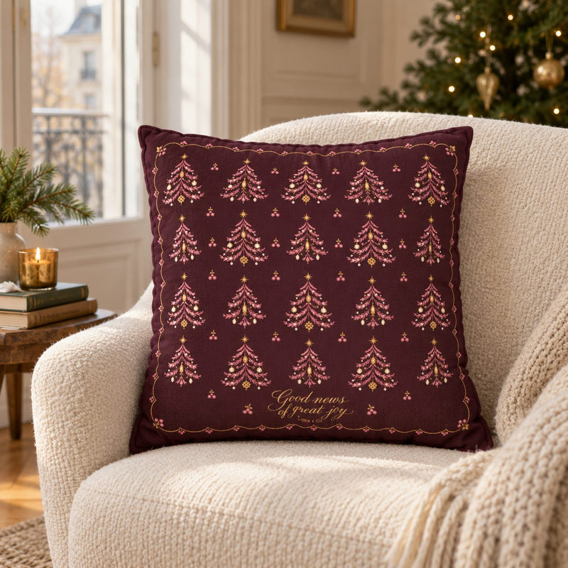 Good News Plum Christmas Tree Pillow Cover