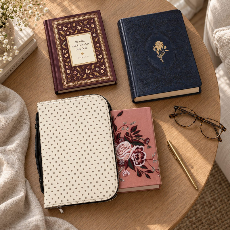 Ivory Polka Dot Bible Cover