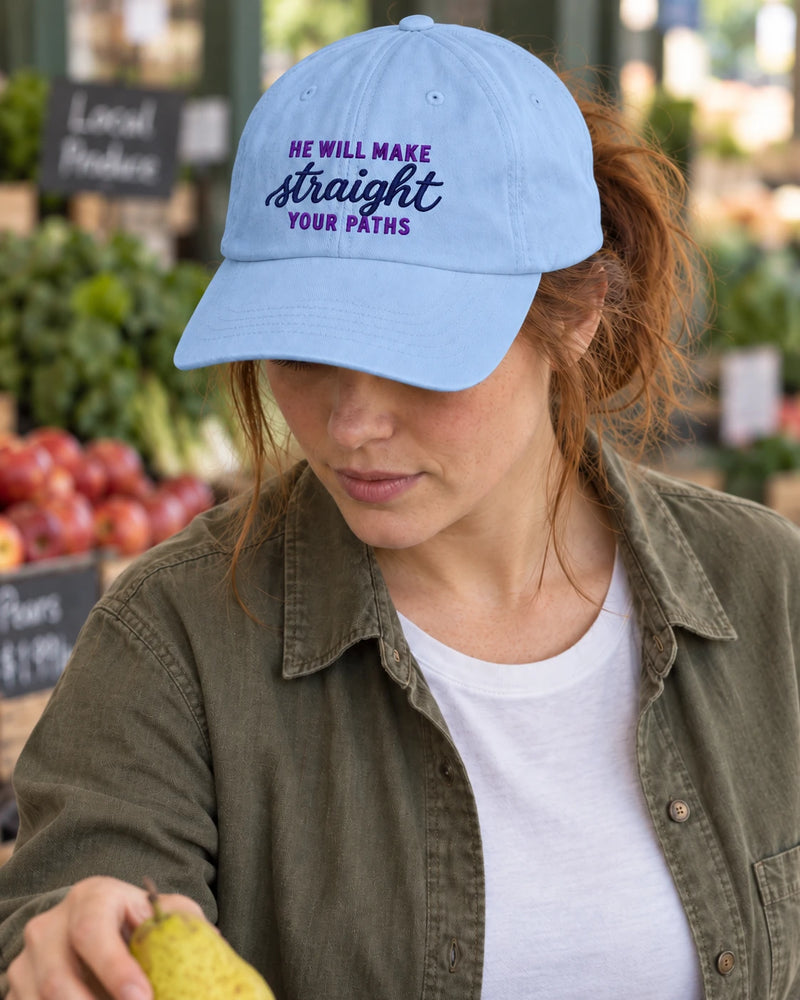 He Will Make Straight Your Paths Embroidered Cotton Cap