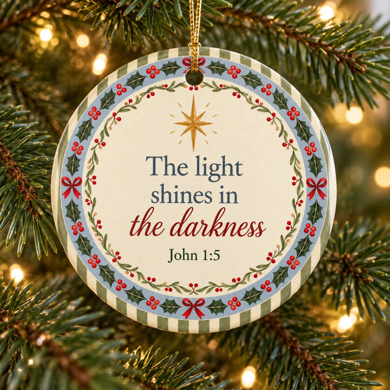 The Light Shines in the Darkness Ceramic Ornament