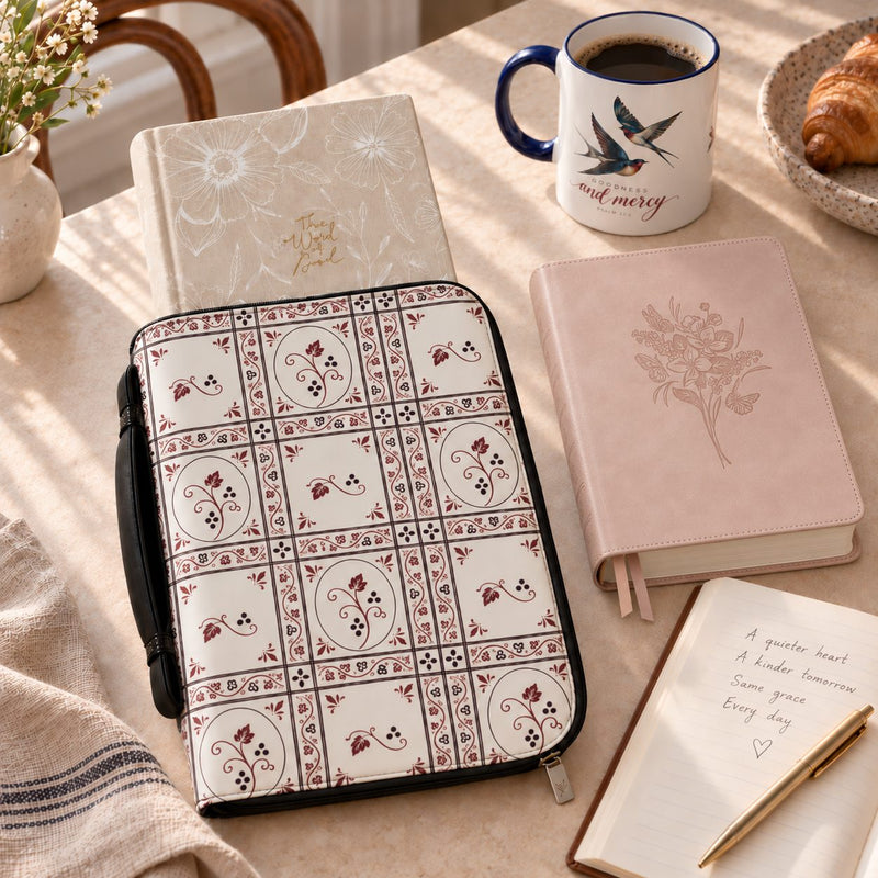 Burgundy Vine Tile Bible Cover