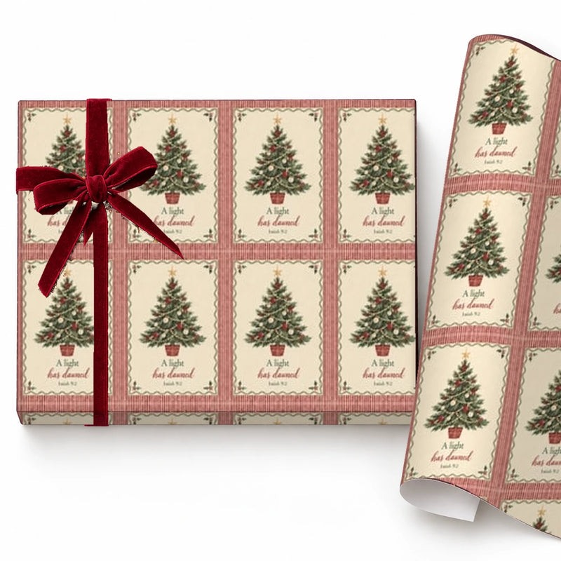 Vintage Christmas Tree Gift Wrap — Single Sheet